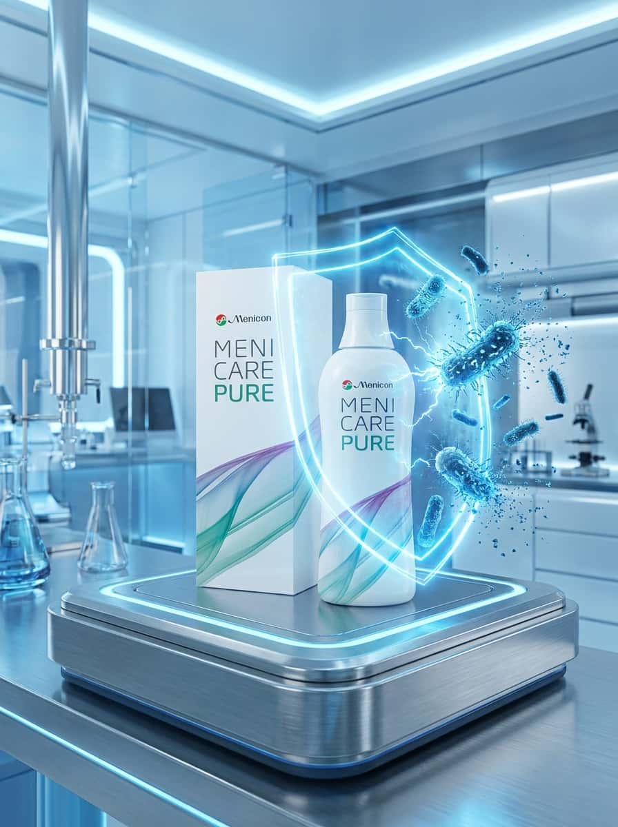 MeniCare Pure محلول متعدد الوظائف لتنظيف وتعقيم وحفظ العدسات الصلبة المنفذة للغاز (RGP) – 250 مل