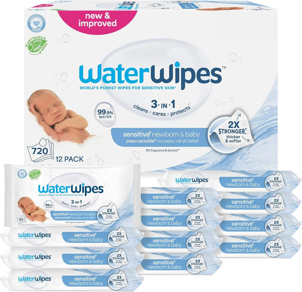 مناديل ووتر وايبس ( WaterWipes ) لحديثي الولادة والأطفال – تنظّف، تعتني، وتحمي – ٩٩.٩٪ مويه نقيّة، بدون عطر ومناسبة للبشرة الحسّاسة