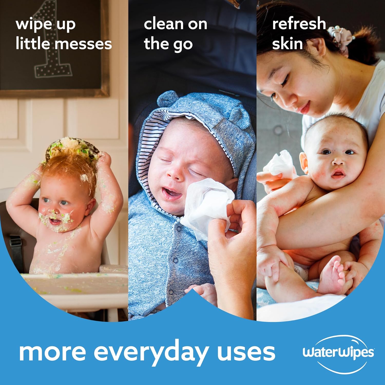 WaterWipes Sensitive+ Newborn & Baby Wipes, 3-In-1 Cleans, Cares, Protects, 99.9% Water, Unscented & Hypoallergenic