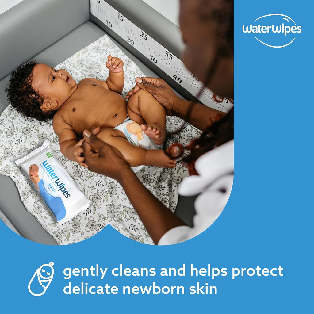 WaterWipes Sensitive+ Newborn & Baby Wipes, 3-In-1 Cleans, Cares, Protects, 99.9% Water, Unscented & Hypoallergenic