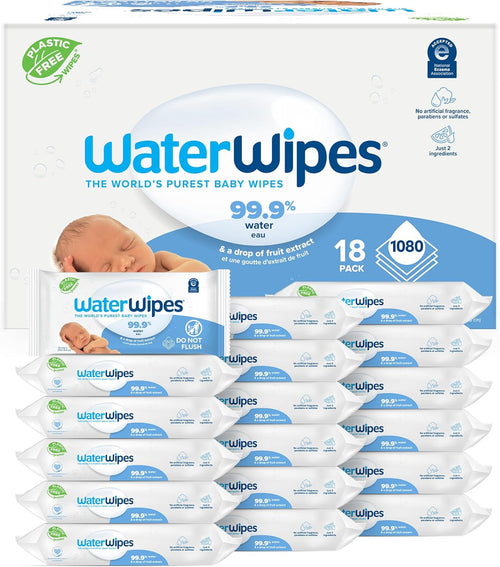 مناديل ووتر وايبس ( WaterWipes ) لحديثي الولادة والأطفال – تنظّف، تعتني، وتحمي – ٩٩.٩٪ مويه نقيّة، بدون عطر ومناسبة للبشرة الحسّاسة