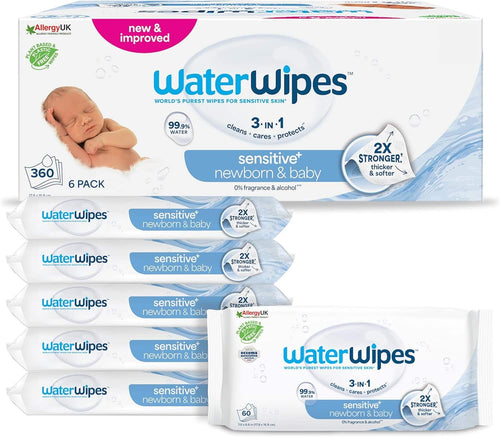 مناديل ووتر وايبس ( WaterWipes ) لحديثي الولادة والأطفال – تنظّف، تعتني، وتحمي – ٩٩.٩٪ مويه نقيّة، بدون عطر ومناسبة للبشرة الحسّاسة