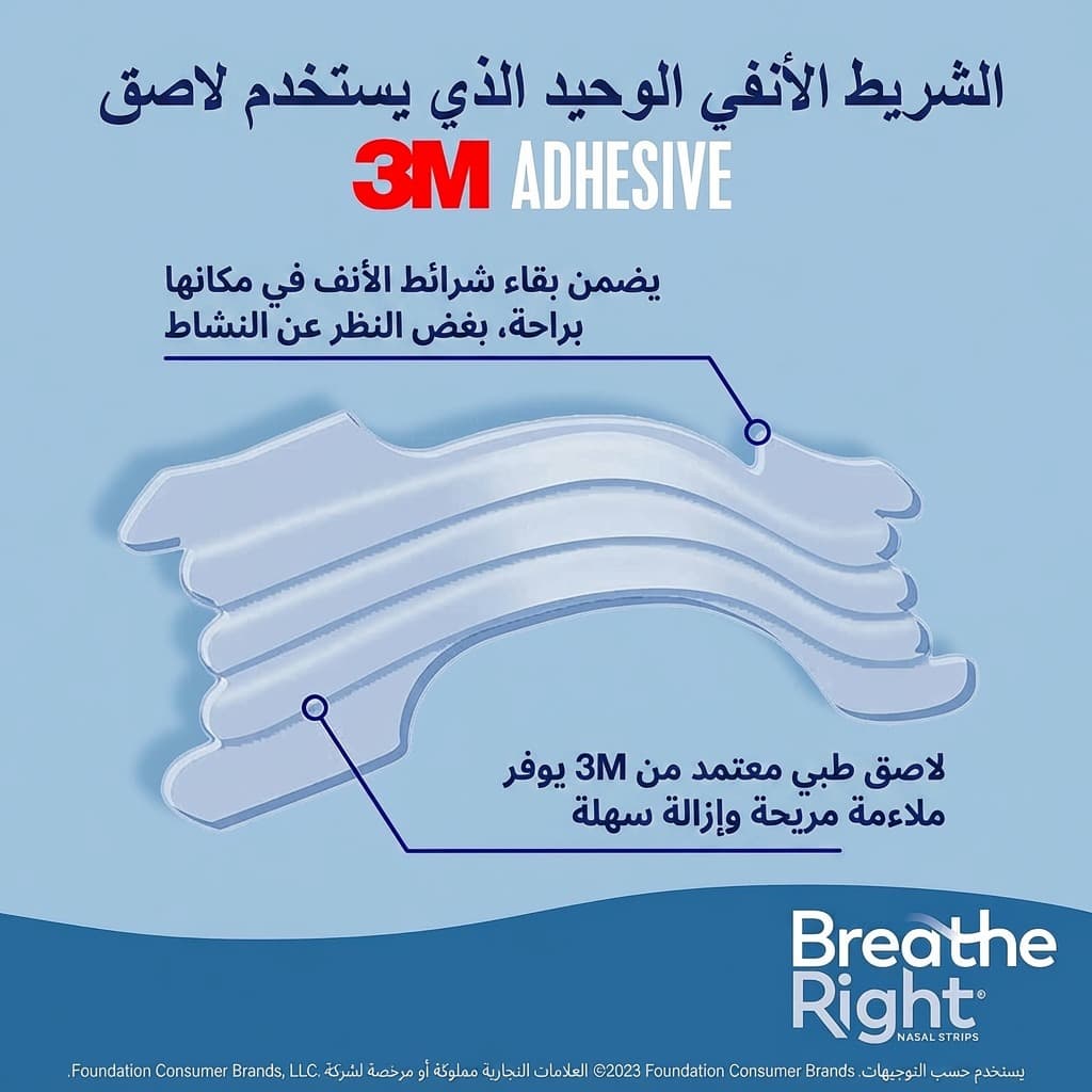 Breathe Right شرائط أنفية شفافة (حجم وسط) – 30 قطعة